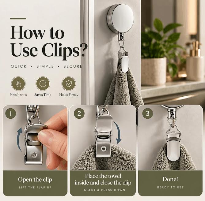 Retractable Towel Holder Clip